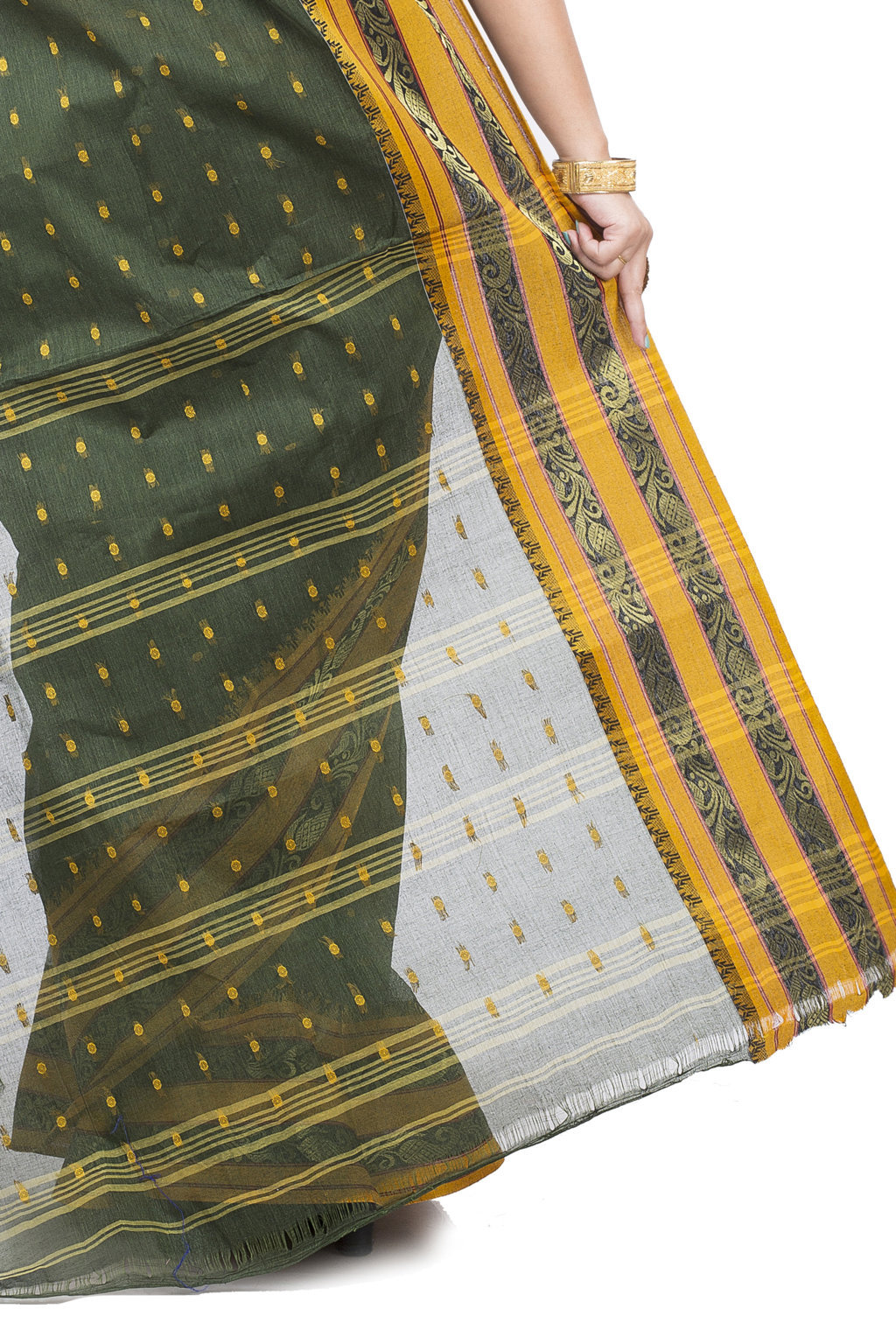 Beige Pure Cotton Alpona Tant Saree (189)